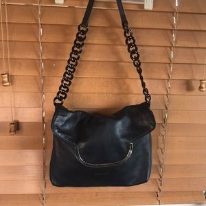 Coccinelli black leather bag plastic chain shoulder strap